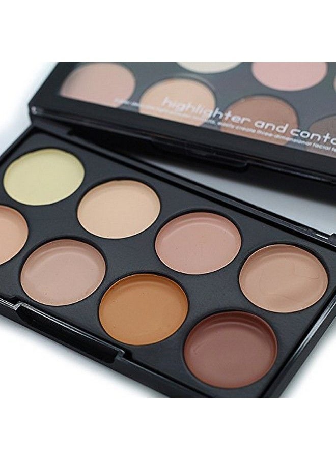 Tiny Deal - Highlighter And Contour 8 Shades Cream Concealer With Blender Puff Combo Matte Finish - Image 1