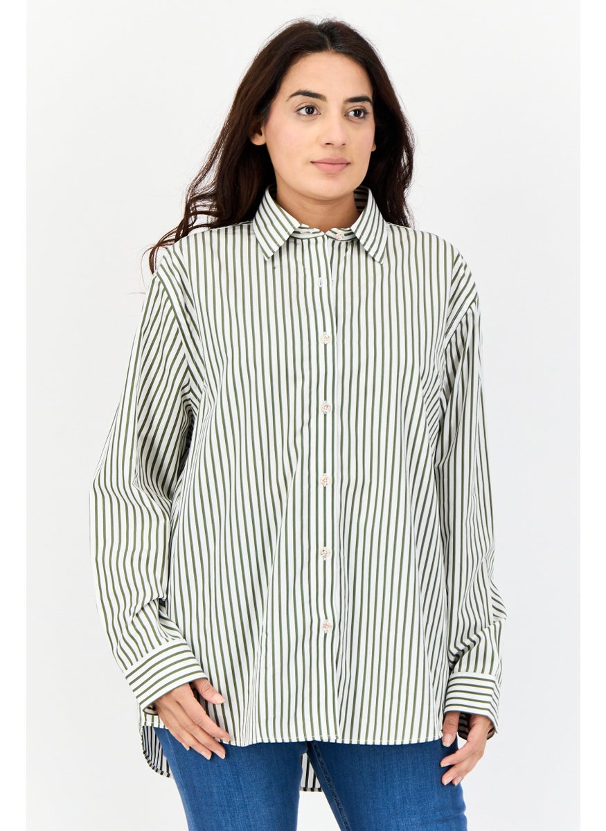 ESPRIT Women Regular Fit Stripe Long Sleeves Shirt, Multicolor  - Image 1
