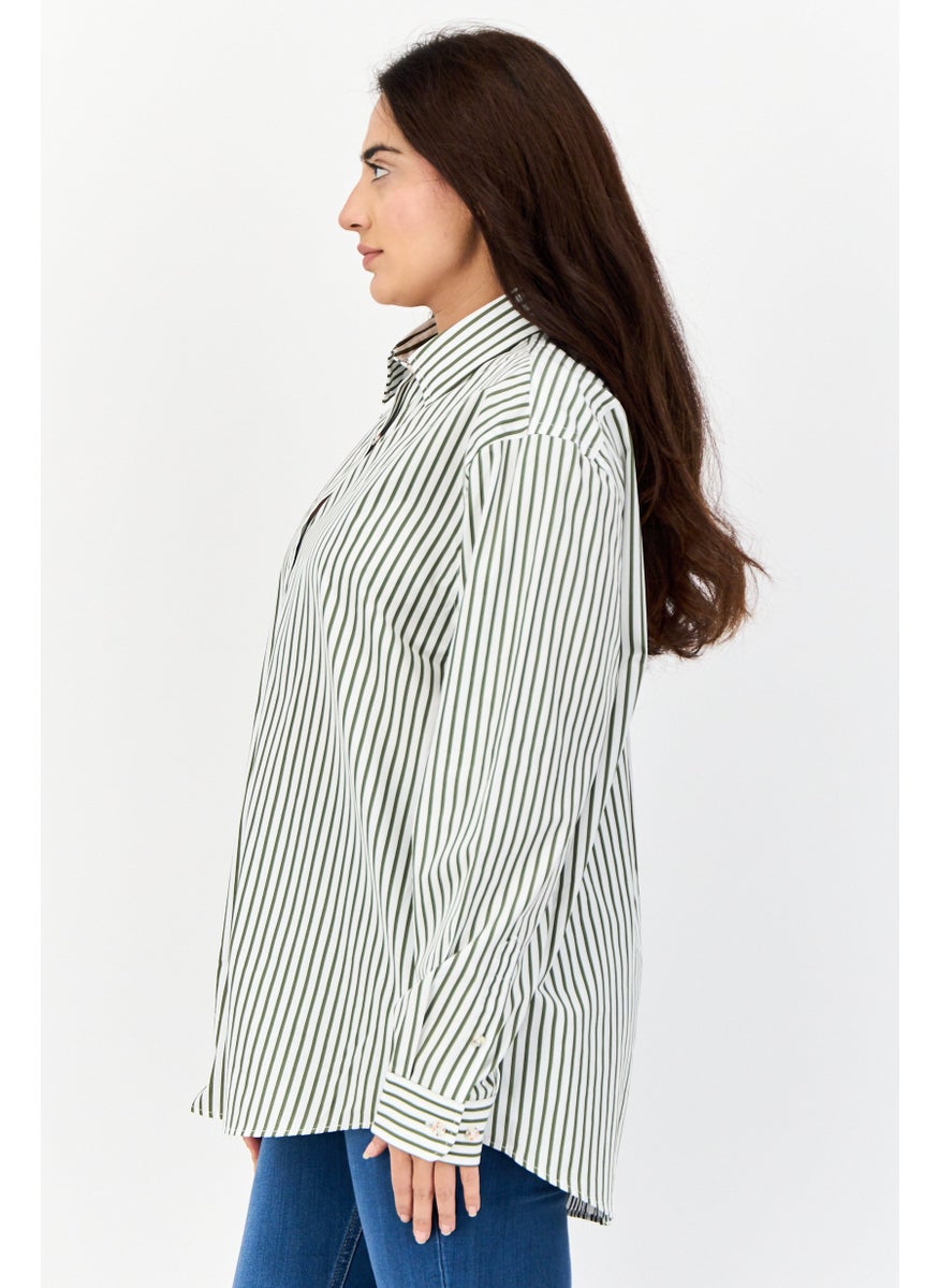 ESPRIT Women Regular Fit Stripe Long Sleeves Shirt, Multicolor  - Image 2