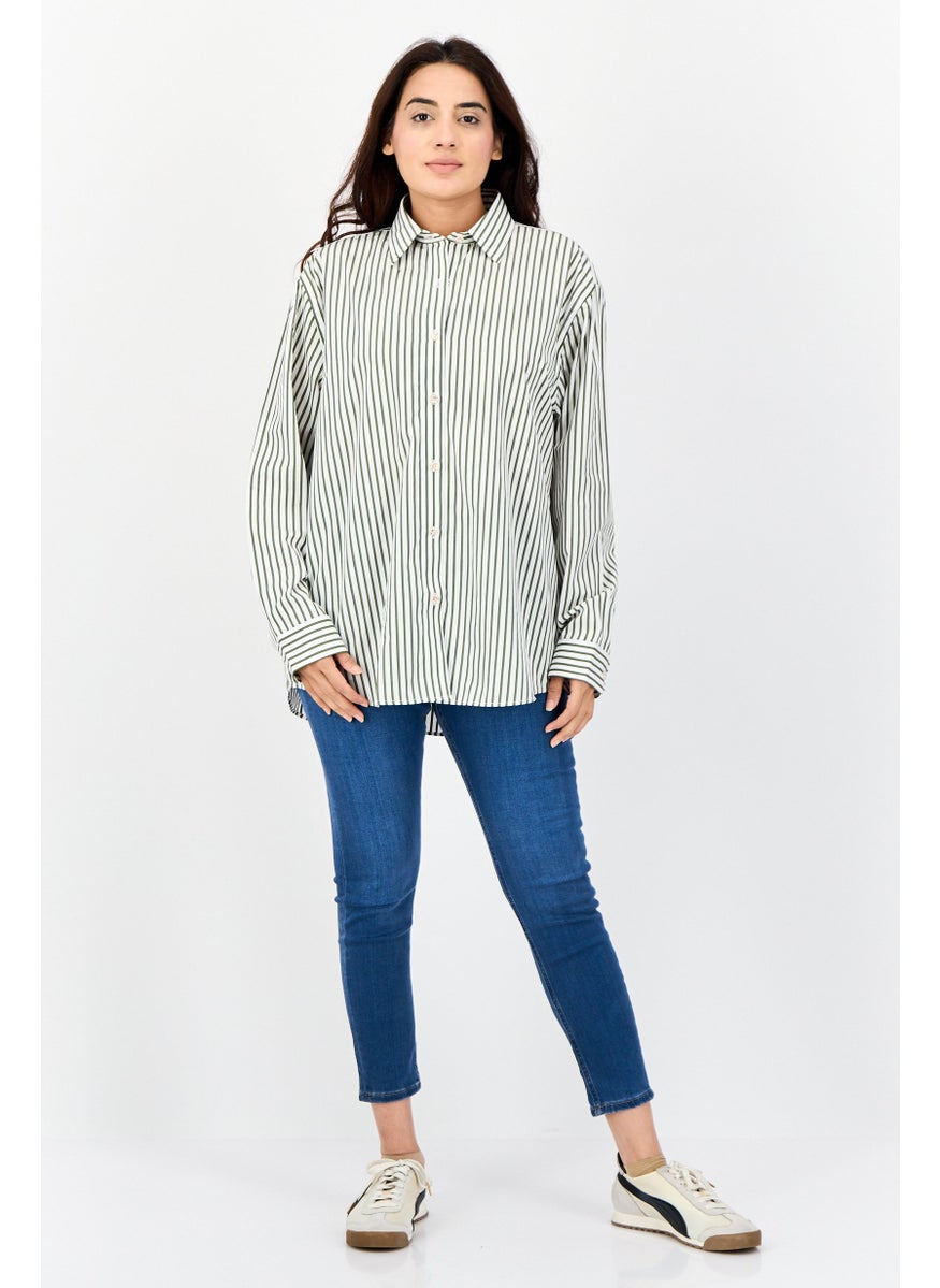 ESPRIT Women Regular Fit Stripe Long Sleeves Shirt, Multicolor  - Image 4