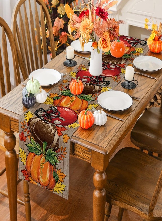 Siilues Fall Table Runner, Football Pumpkin Runner Fall Decorations Seasonal Autumn Thanksgiving Home Party Decor Dining Table Decorations 13x72 Inch - Image 2