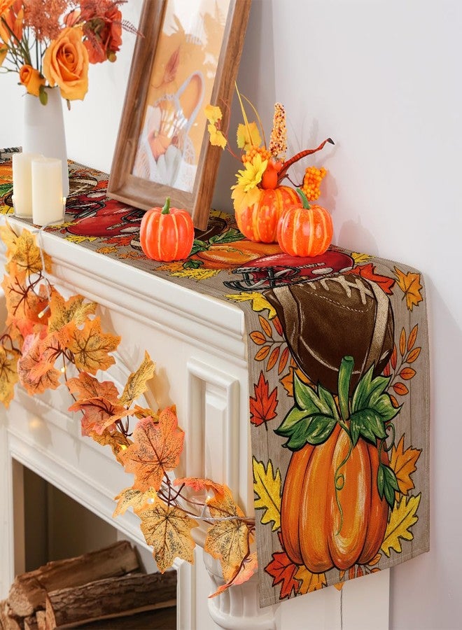 Siilues Fall Table Runner, Football Pumpkin Runner Fall Decorations Seasonal Autumn Thanksgiving Home Party Decor Dining Table Decorations 13x72 Inch - Image 4
