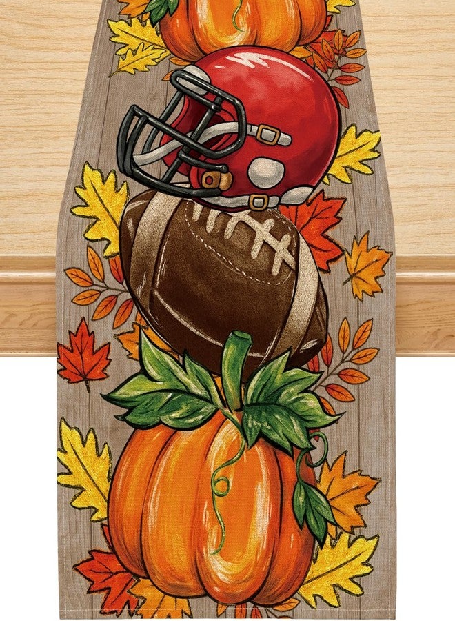 Siilues Fall Table Runner, Football Pumpkin Runner Fall Decorations Seasonal Autumn Thanksgiving Home Party Decor Dining Table Decorations 13x72 Inch - Image 1