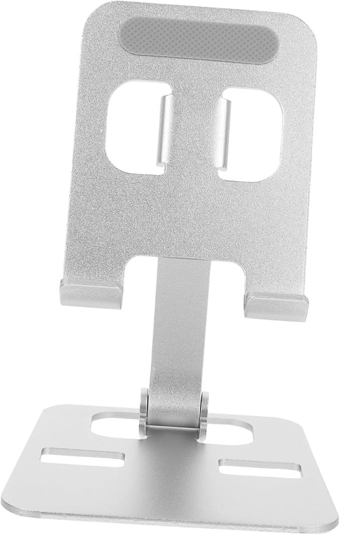 Silver Aluminum Alloy Foldable Phone Tablet Stand for Desk Home Office Use - Image 1