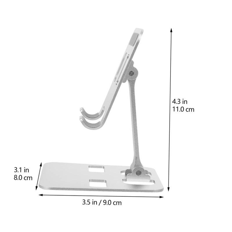 Silver Aluminum Alloy Foldable Phone Tablet Stand for Desk Home Office Use - Image 4
