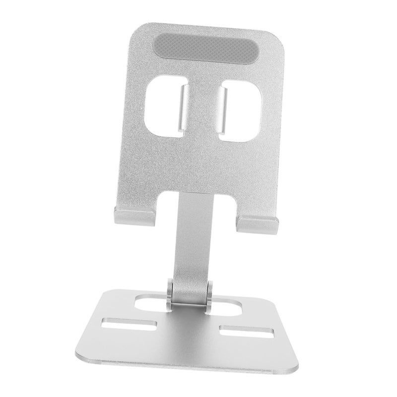 Silver Aluminum Alloy Foldable Phone Tablet Stand for Desk Home Office Use - Image 2