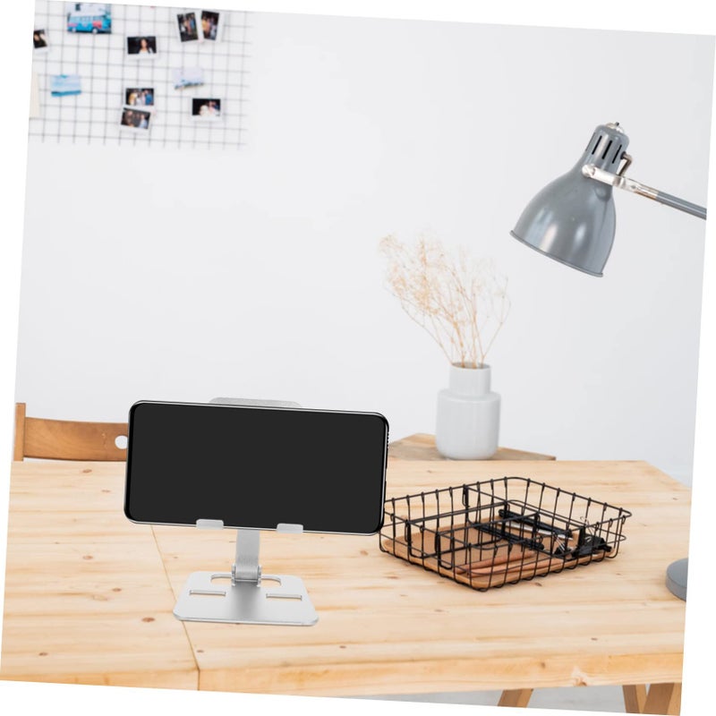Silver Aluminum Alloy Foldable Phone Tablet Stand for Desk Home Office Use - Image 5