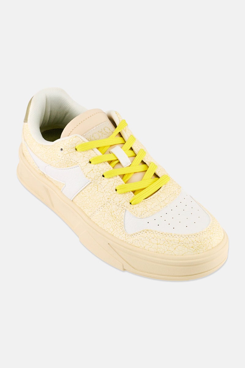 XOXO Women Lace Up Casual Shoes, Beige - Image 1