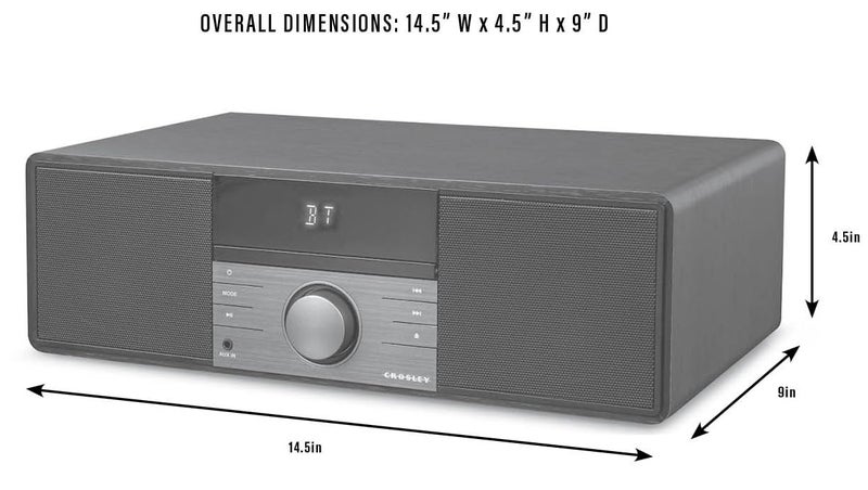 Crosley CR3502A-BK Metro Bluetooth FM Clock Radio and CD Player, Black - Image 5