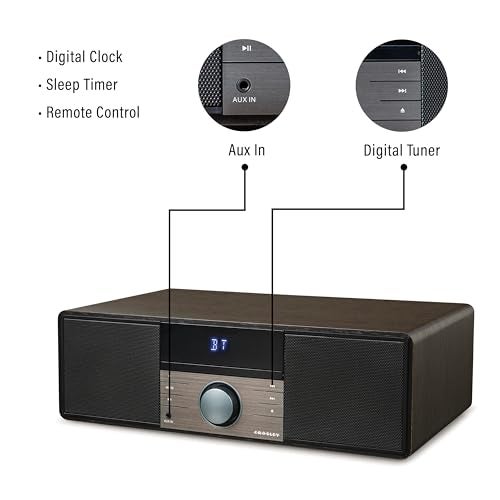 Crosley CR3502A-BK Metro Bluetooth FM Clock Radio and CD Player, Black - Image 3