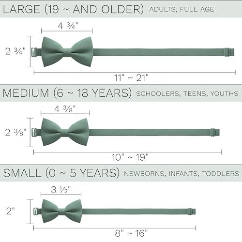 Bow Tie House Men's Classic Pre-Tied Bow Tie Formal Solid Tuxedo (Large, Green Fern) - Image 4