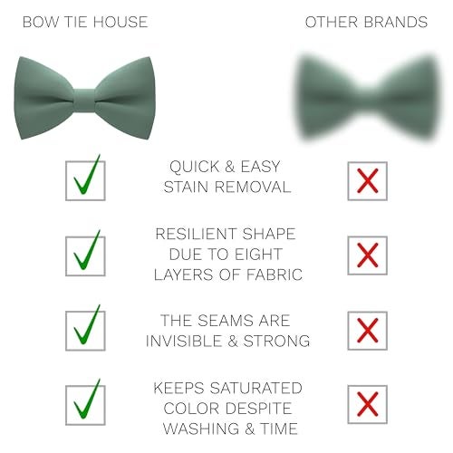 Bow Tie House Men's Classic Pre-Tied Bow Tie Formal Solid Tuxedo (Large, Green Fern) - Image 3