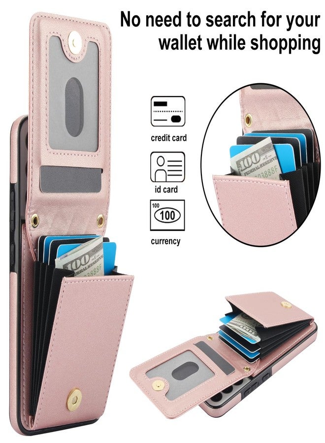 Asuwish Phone Case for Samsung Galaxy S22 Plus S22+ 5G Wallet Cover with Screen Protector Credit Slot Card Holder Crossbody Strap Stand RFID Blocking S22+5G S22plus 22S + S 22 22+ Women Men Girls Rose Gold - Image 4