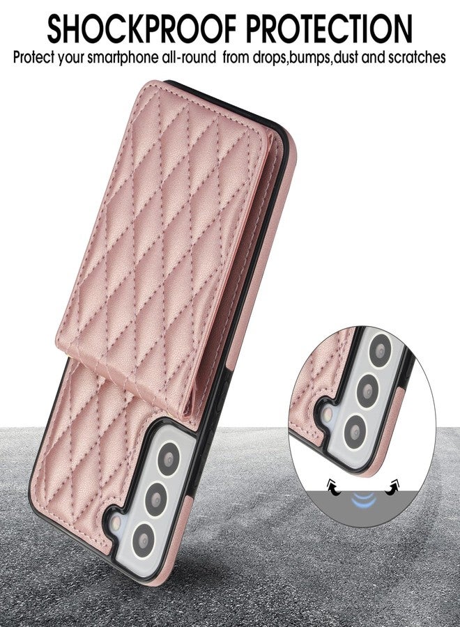 Asuwish Phone Case for Samsung Galaxy S22 Plus S22+ 5G Wallet Cover with Screen Protector Credit Slot Card Holder Crossbody Strap Stand RFID Blocking S22+5G S22plus 22S + S 22 22+ Women Men Girls Rose Gold - Image 3