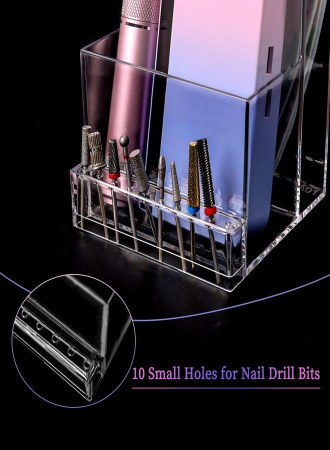 ANGNYA Nail Drill Holder Grinding Bit Storage Box, 10 Holes Transparent Nail Drill Bit Holder Plastic Nail Drill Tool Organizer Manicure Tools Display Box for Nail Tech Supplies - Image 5