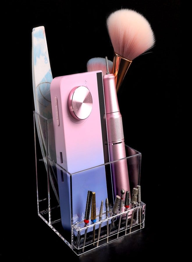 ANGNYA Nail Drill Holder Grinding Bit Storage Box, 10 Holes Transparent Nail Drill Bit Holder Plastic Nail Drill Tool Organizer Manicure Tools Display Box for Nail Tech Supplies - Image 1
