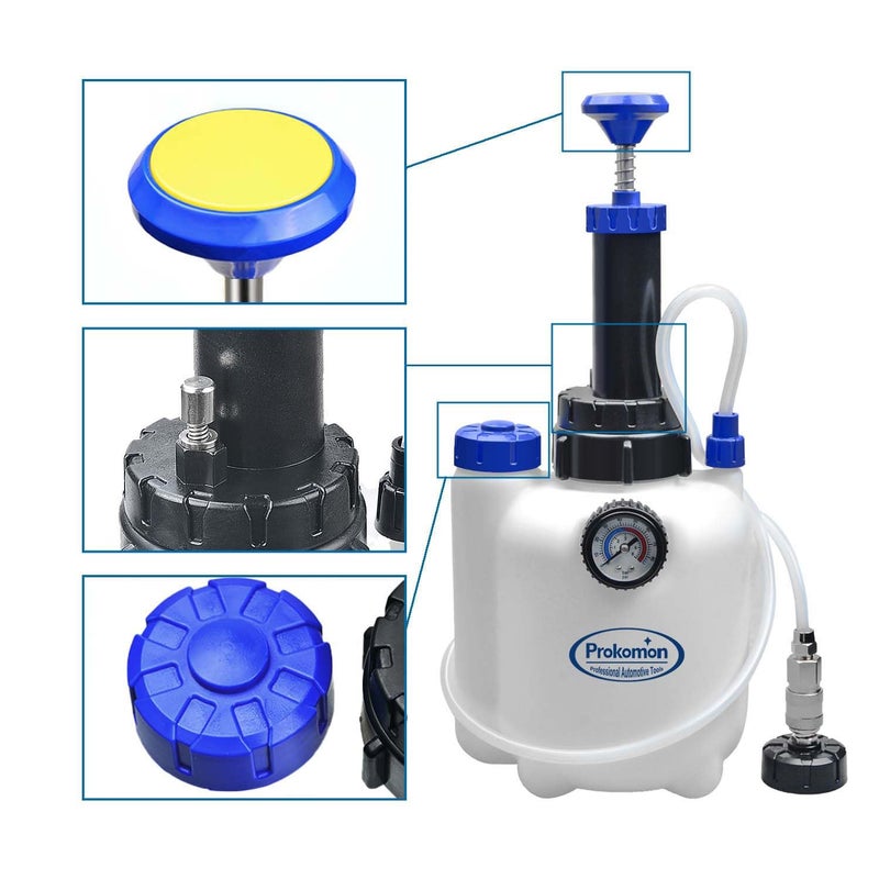 Prokomon 3L Manual Brake Bleeder Fluid Pump with 4 Master Cylinder Adapters and 1L Brake Bleeder Bottle Suitable for Most Vehicles One-Person Operation (7pieces) - Image 2