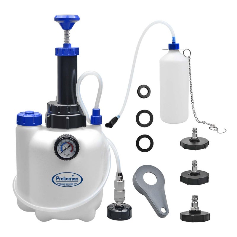 Prokomon 3L Manual Brake Bleeder Fluid Pump with 4 Master Cylinder Adapters and 1L Brake Bleeder Bottle Suitable for Most Vehicles One-Person Operation (7pieces) - Image 1