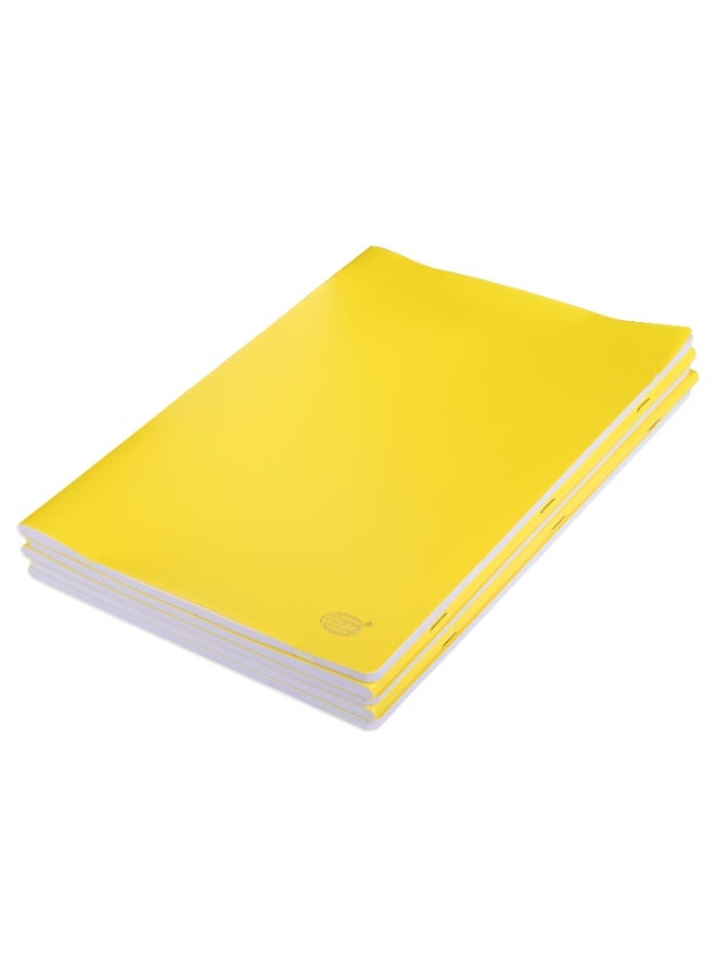 FIS Notebook, Soft Cover PP Materials, Size A4(210x297mm), Plain White Paper, 80 Sheets, 160 Pages, 2 Round Edges, Packet of 5 Pieces, Neon Yellow Color-FSNBA4PLPPNYL - Image 1