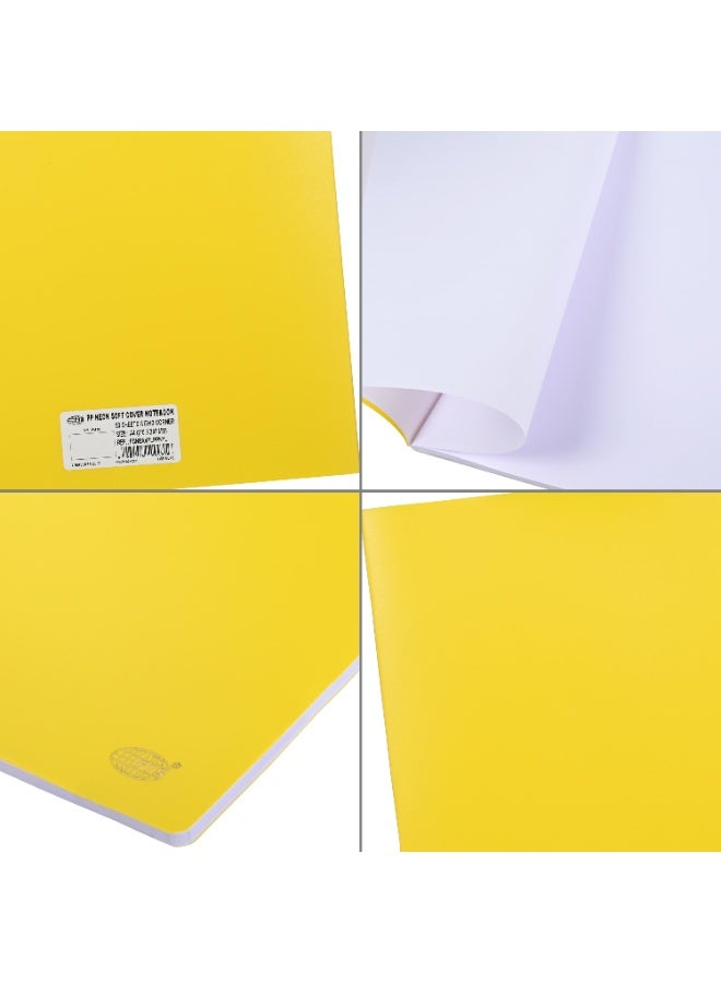 FIS Notebook, Soft Cover PP Materials, Size A4(210x297mm), Plain White Paper, 80 Sheets, 160 Pages, 2 Round Edges, Packet of 5 Pieces, Neon Yellow Color-FSNBA4PLPPNYL - Image 4