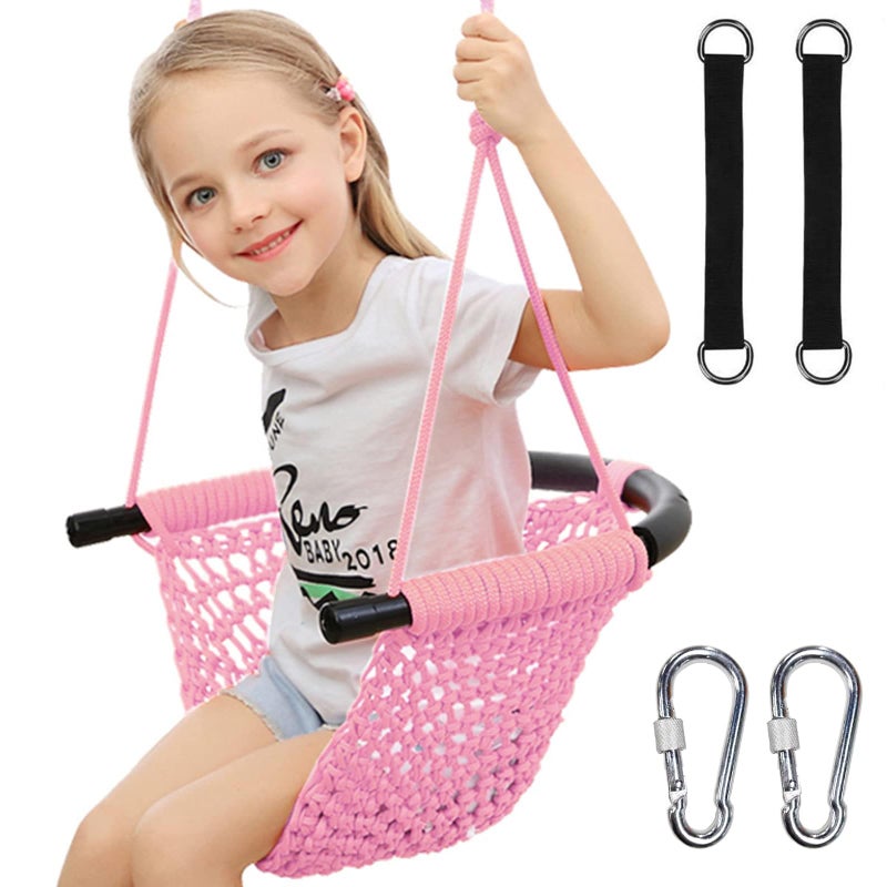 HiNa Kids Tree Swing Seat for Kids Rope Swing Seat Indoor Swing for Kids Outdoor Backyard Swing Tree Swing Seat Door Swing Pink