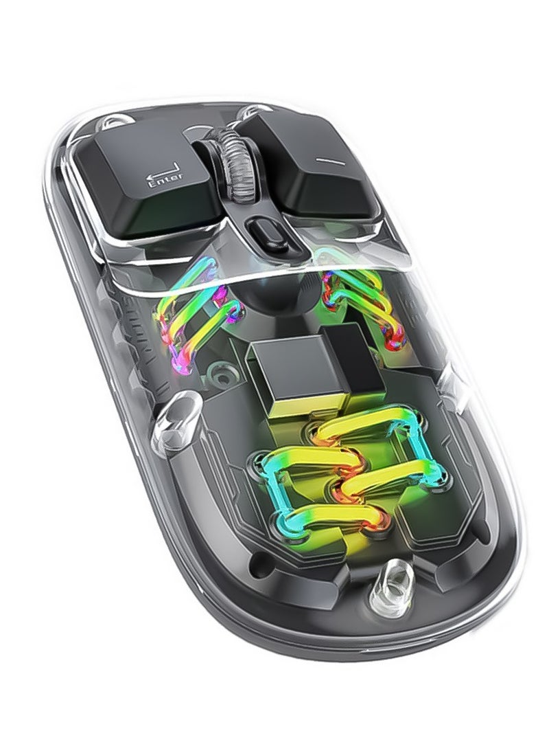 Generic 1600 DPI Transparent Mouse 2.4G and Bluetooth Dual Mode - Black  - Image 1