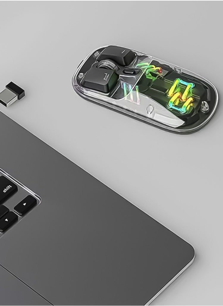 Generic 1600 DPI Transparent Mouse 2.4G and Bluetooth Dual Mode - Black  - Image 2