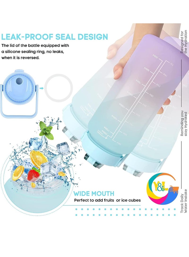 PAMEER Water Bottle,  64oz/2L Motivational Water Bottle with Straw and 2D+3D Stickers, Time Marker Sports Drinking Water Bottle, Leak-Proof BPA Free, Perfect for Office, Fitness, Gym & Outdoor Sports  - Image 5