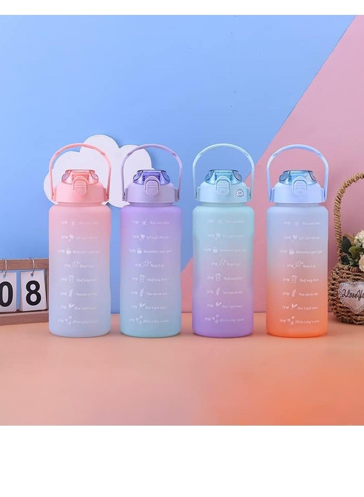 PAMEER Water Bottle,  64oz/2L Motivational Water Bottle with Straw and 2D+3D Stickers, Time Marker Sports Drinking Water Bottle, Leak-Proof BPA Free, Perfect for Office, Fitness, Gym & Outdoor Sports  - Image 3