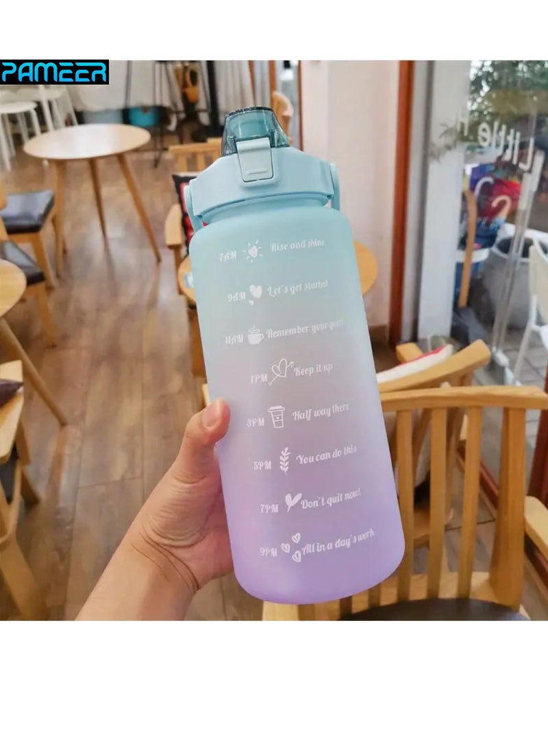 PAMEER Water Bottle,  64oz/2L Motivational Water Bottle with Straw and 2D+3D Stickers, Time Marker Sports Drinking Water Bottle, Leak-Proof BPA Free, Perfect for Office, Fitness, Gym & Outdoor Sports  - Image 2