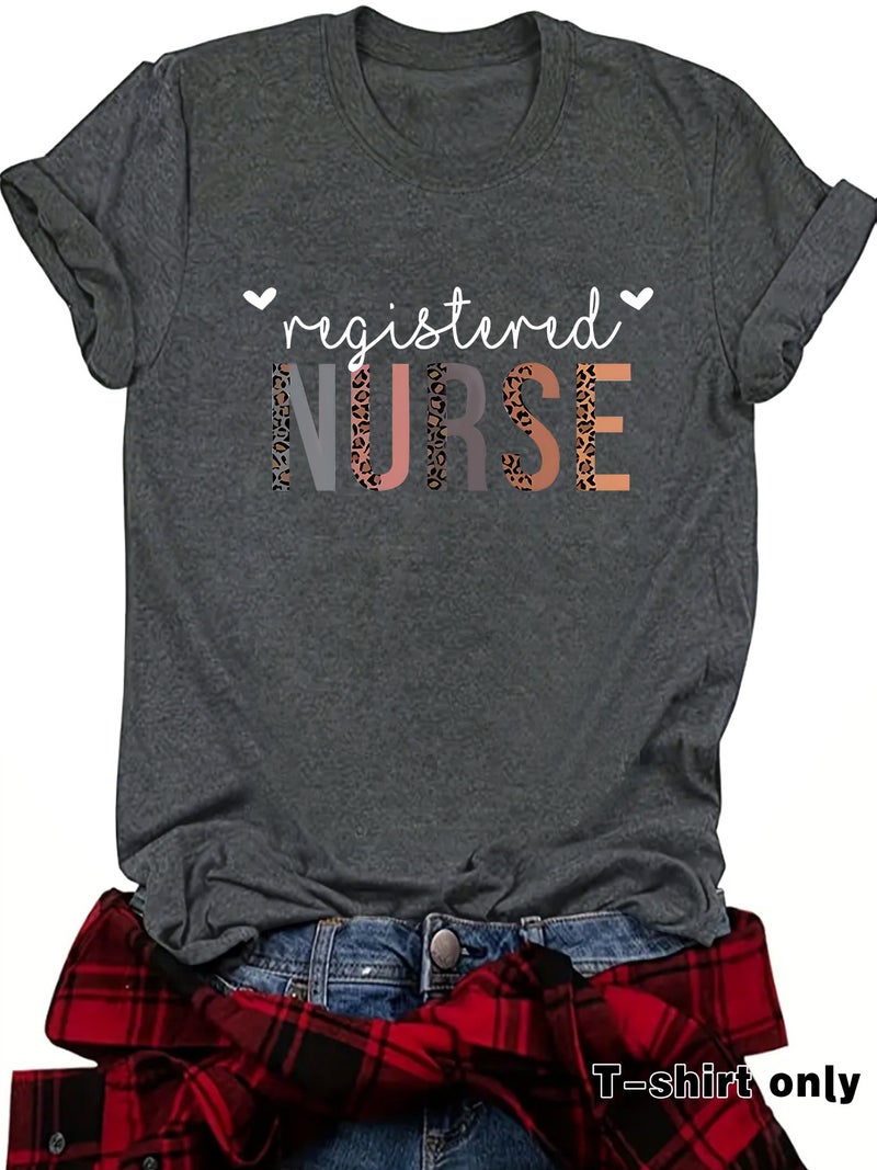 Independent Station Elegant T-Shirt Women'S Spot Nurse Pattern Printing Short-Sleeved - Image 2