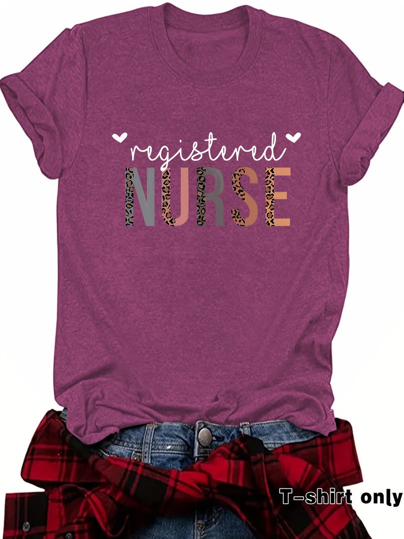 Independent Station Elegant T-Shirt Women'S Spot Nurse Pattern Printing Short-Sleeved - Image 3