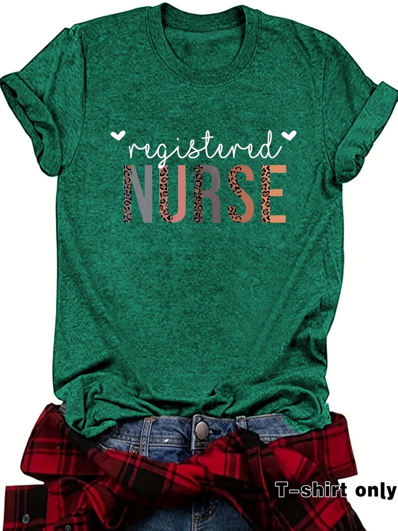 Independent Station Elegant T-Shirt Women'S Spot Nurse Pattern Printing Short-Sleeved - Image 5