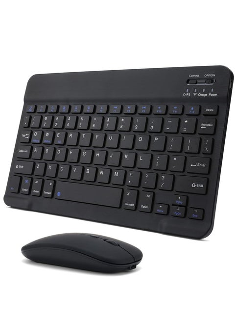 ELTRAZONE Rechargeable Bluetooth Keyboard and Mouse Combo Ultra-Slim Portable Compact Wireless Mouse Keyboard Set for Android Windows Tablet Cell Phone iPhone iPad Pro Air Mini, iPad OS/iOS (Black)