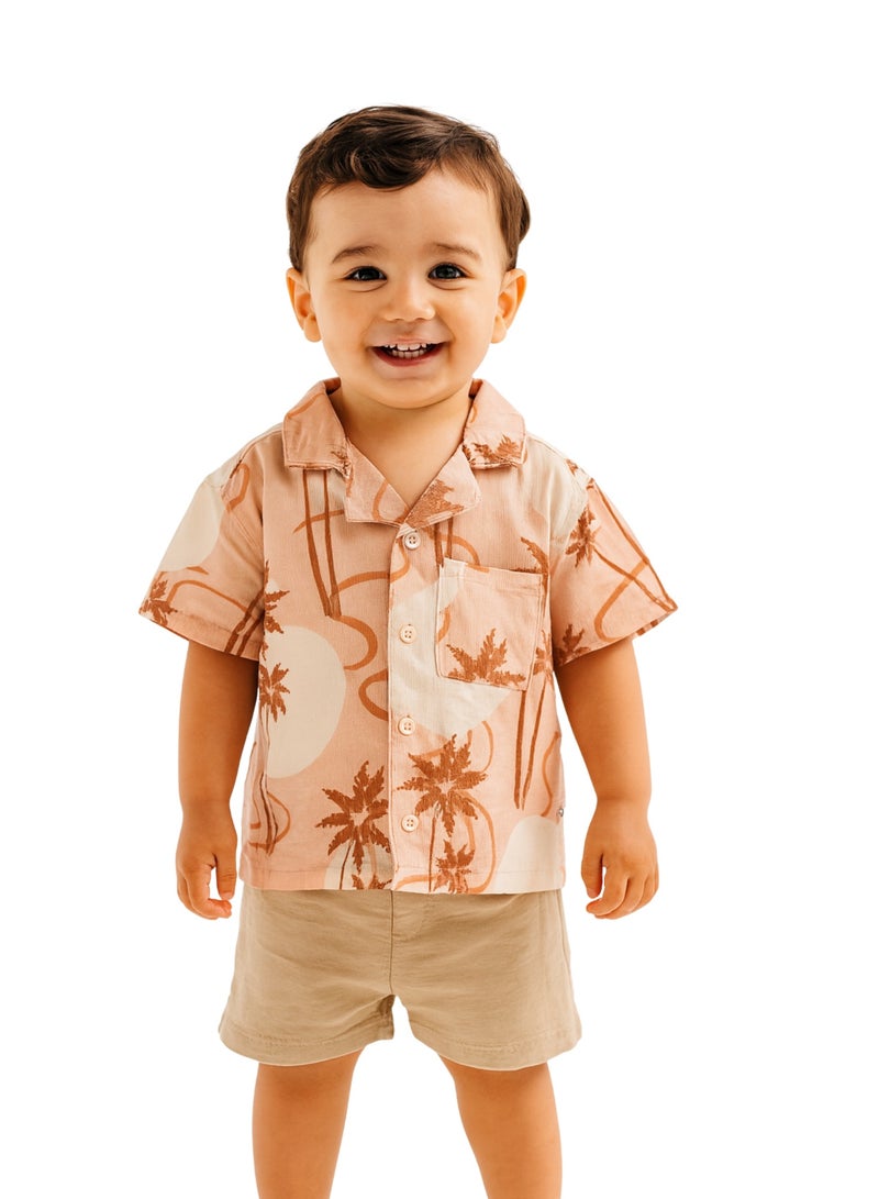 POPEES Infant Boys Premium Printed Corduroy Shirt - Soft & Durable - 3-36 Months - Image 1