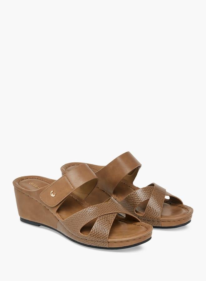 Le Confort Women Cross Strap Slip-On Sandals with Wedge Heels - Image 3