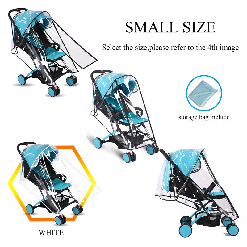 AncBace Baby Stroller Rain Cover Umbrella Weather Shield Accessories Universal Size Protect from Rain Wind Snow Dust Water Proof Ventilate Clear Food Grade Materia EVA Plastic Zipper Black (Small) - Image 2