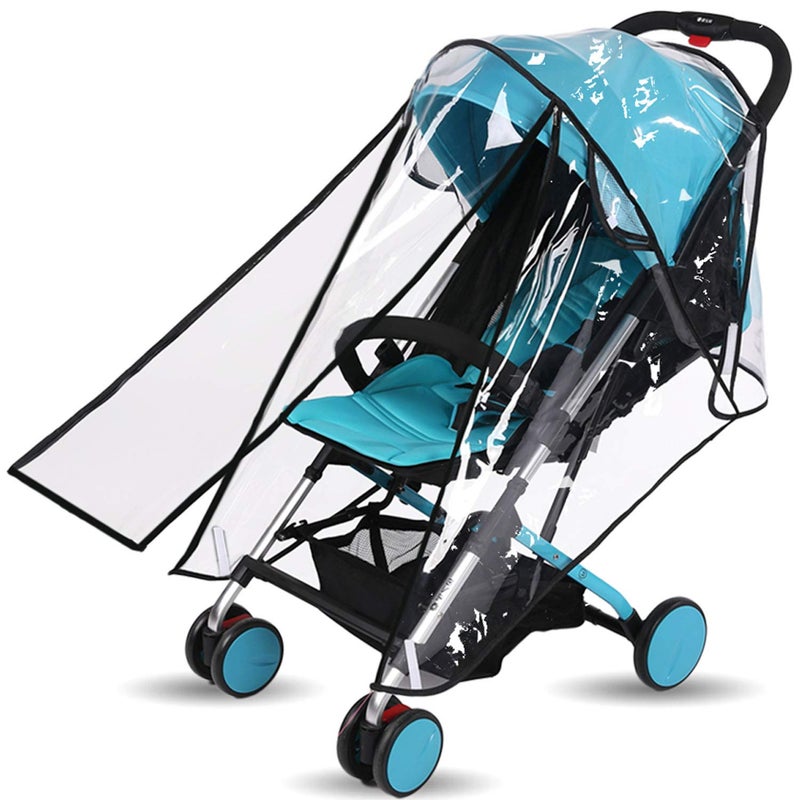 AncBace Baby Stroller Rain Cover Umbrella Weather Shield Accessories Universal Size Protect from Rain Wind Snow Dust Water Proof Ventilate Clear Food Grade Materia EVA Plastic Zipper Black (Small) - Image 1