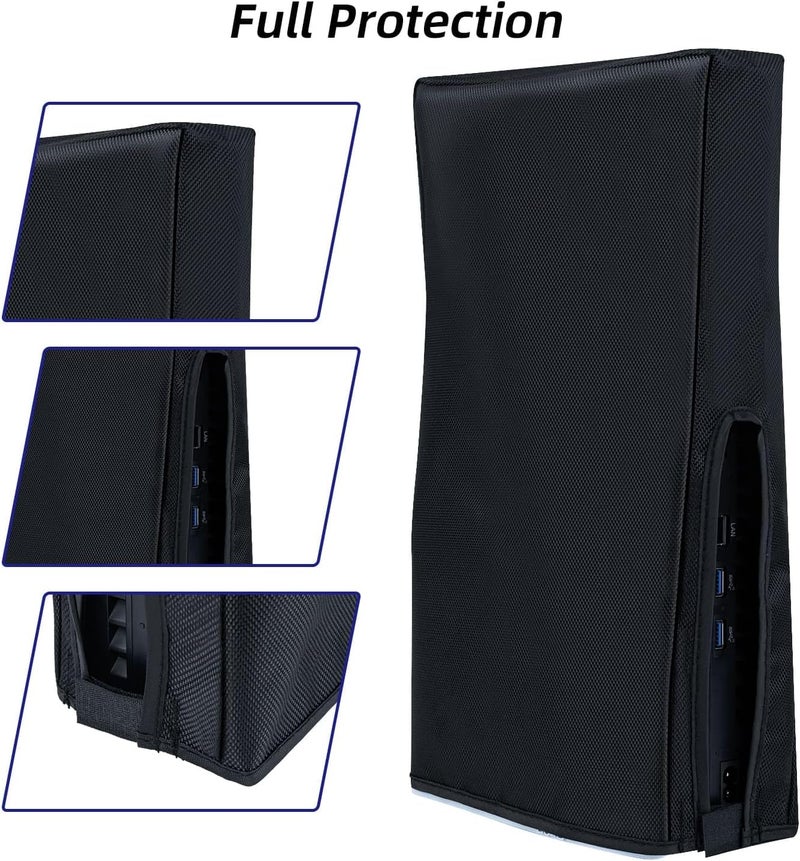 مكبازل غطاء الغبار العمودي من ماكبيزل لجهاز PS5 Slim فقط، غطاء واقٍ مضاد للخدوش لحماية غلاف جهاز PS5 Slim الإصدار الرقمي ونسخة القرص - أسود (لجهاز PS5 Slim فقط) - Image 4
