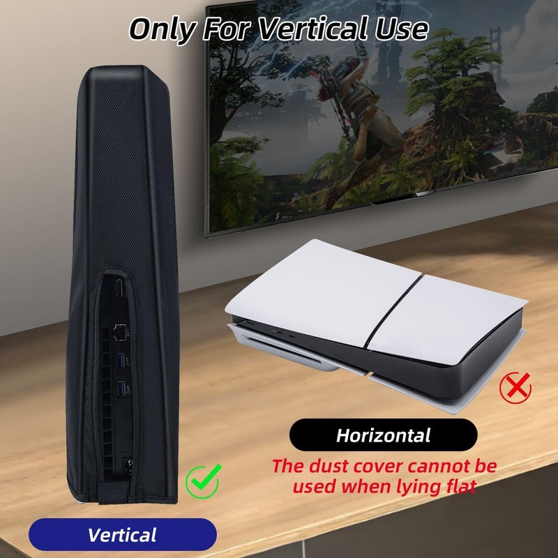 مكبازل غطاء الغبار العمودي من ماكبيزل لجهاز PS5 Slim فقط، غطاء واقٍ مضاد للخدوش لحماية غلاف جهاز PS5 Slim الإصدار الرقمي ونسخة القرص - أسود (لجهاز PS5 Slim فقط) - Image 3