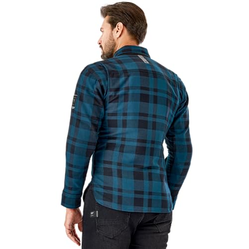 SHIMA RENEGADE MEN 2 Motorcycle Shirt for Men - Armored Plaid Biker Flannel Jacket with FiberQL - Aramid and Cooling layer, CE Back, Shoulder, Elbow Protectors, Zipper and Snap Closure (Blue, XXL) - Image 5