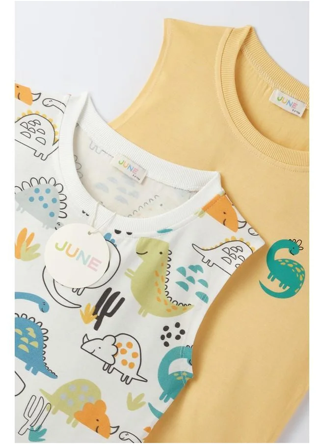 جون June Boy 2-Pack Tank Top Ecru - Yellow
