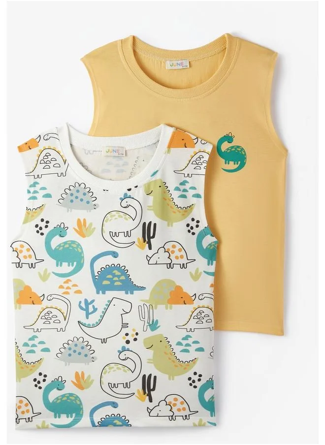 جون June Boy 2-Pack Tank Top Ecru - Yellow