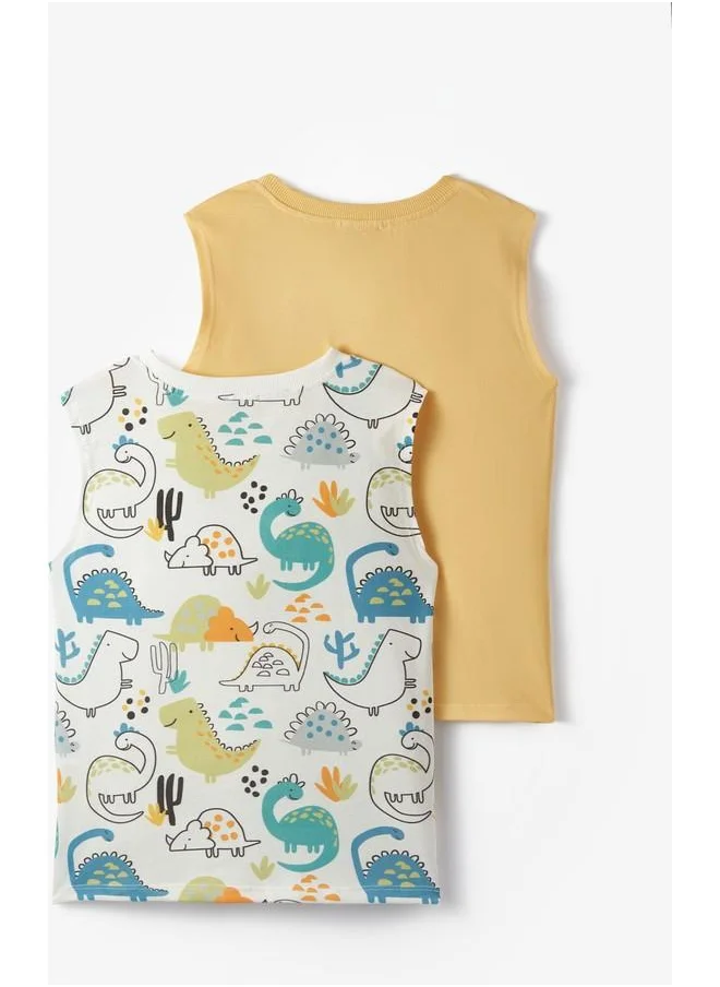 جون June Boy 2-Pack Tank Top Ecru - Yellow