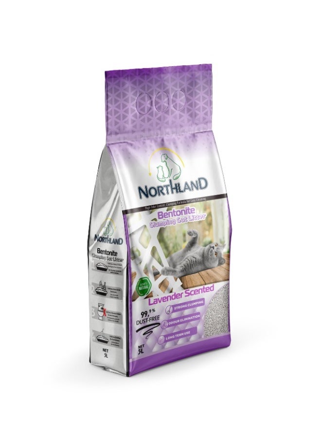 Northland Bentonite Clumping Cat Litter Lavender Scented 5L – Natural White Bentonite, Strong Odor Control & Fast Clumping