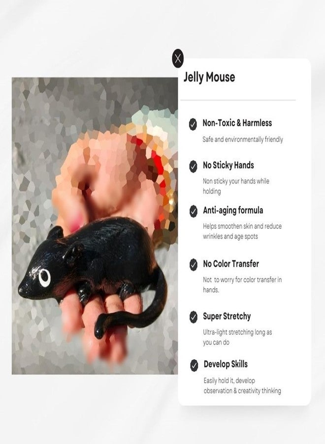 MUREN Super Stretchy Rat Gel Sticky Jelly Mouse Black for Fun Party Games Squishy Prank Toy Activity Safe, Soft & Reusable Gag Toys for Children Boys Girls Flexible Stress Relief Toy Kids & Adults - Image 2