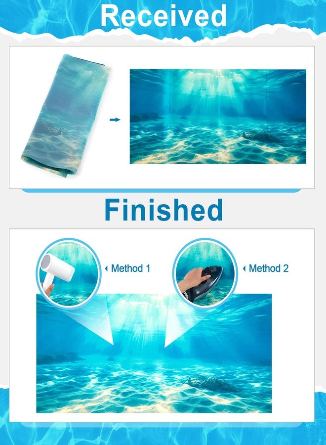Mindsoft 4 Pack Aquarium Background Polyester 48 x 24 Inch Cloth Fish Tank Background Undersea Corals Sunshines Rock Aquatic Plants Wallpaper with Double-Sided Tape - Image 5