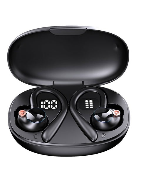 Wireless Bluetooth Headset Noise Cancelling Stereo Earbuds With Air Conduction Technology, Smart Touch Control For Driving Talking Running Listening To Songs, Black