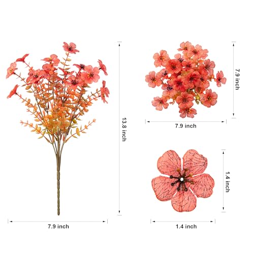 florisso Artificial Fall Flowers Fake Mums for Outdoor Autumn Decoration, 12 Bundles Faux Silk Orange Yellow Mums Daisy Look Real UV Resistant for Outside Home Porch Patio Planter - Image 5