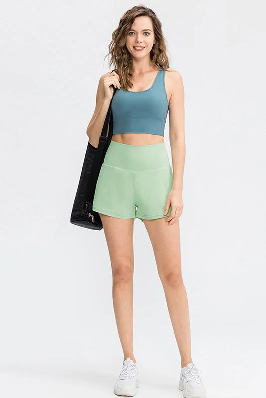 SVL Women's Sport Shorts with Inner Shorts and Pocket - Green - SVL